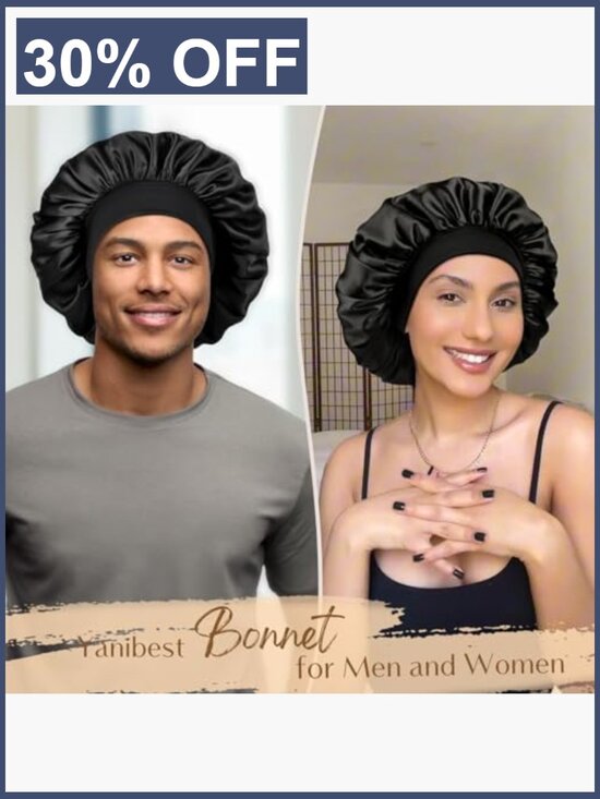Double Layer Satin Sleep Cap for Curly Hair Non-Slip Adjustable Unisex main image 6